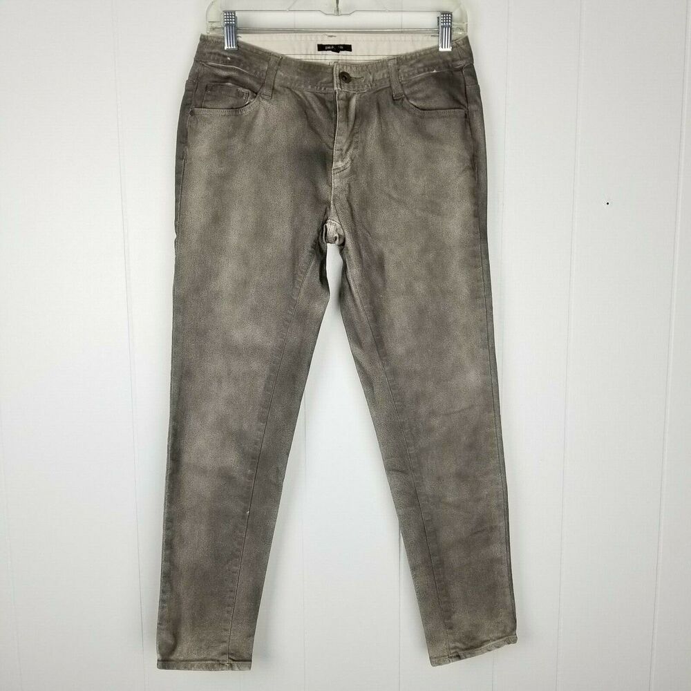 Pas de Calais Size Medium Gray Coated Skinny Jeans Treated Luxury Denim Slim Leg